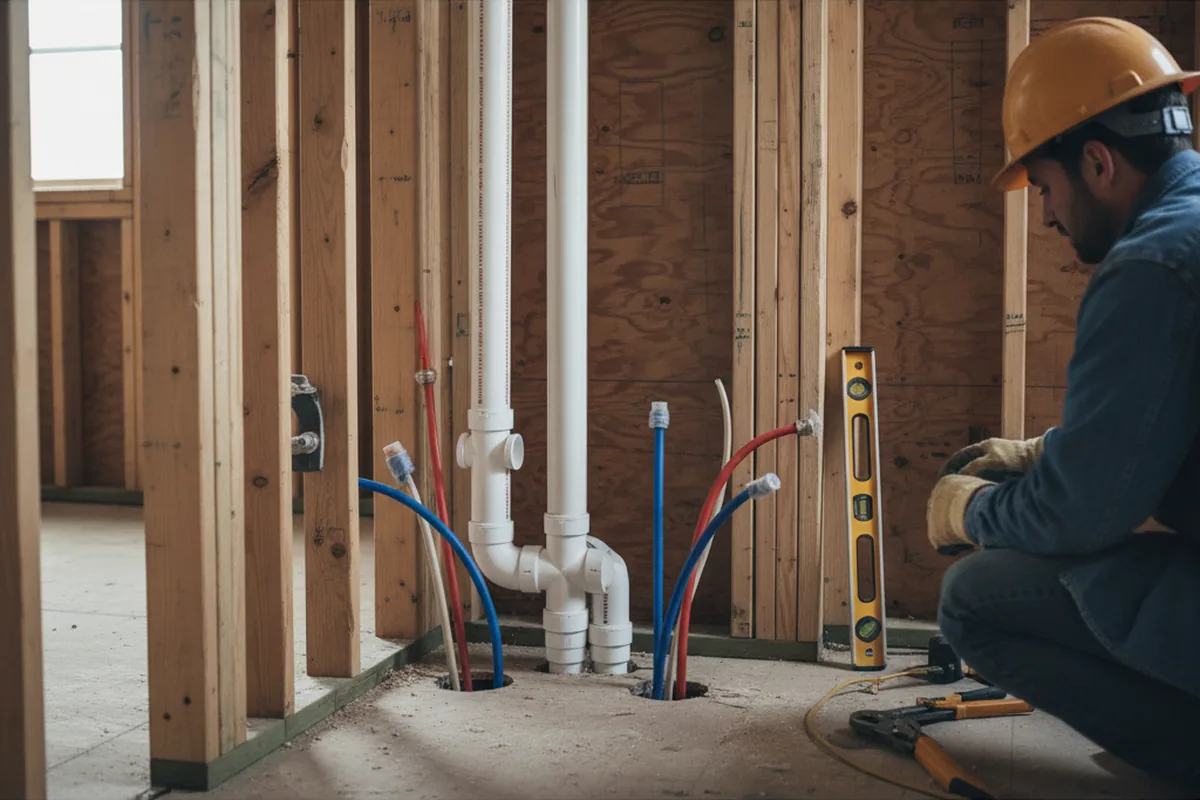 Drain and supply rough-in during Drain Cleaning in Crowley